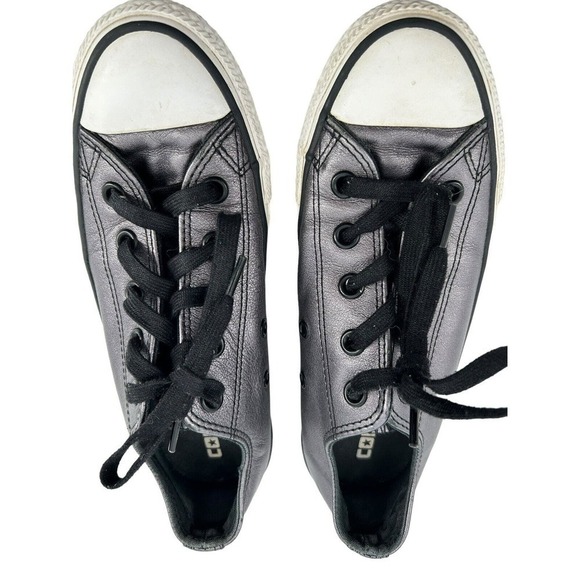 Converse All Star Women Low Top Sneaker Size 6 Gunmetal Gray Metallic Lace Up - Picture 10 of 12